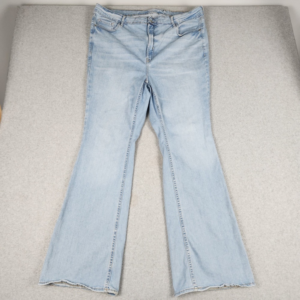 Old Navy Flare Jeans Womens 20-24 Blue Denim Whiskered Festival Extra High-Rise